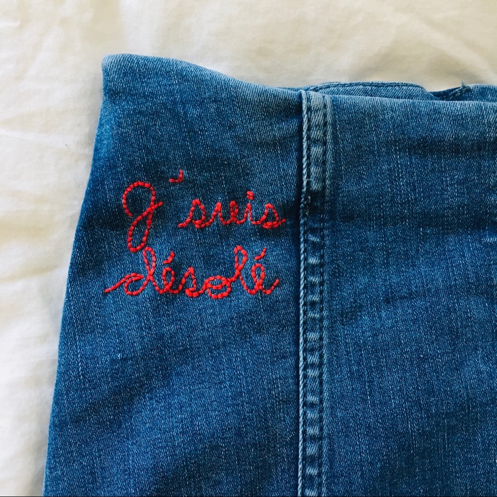 “J’suis désolé” Embroidered Free People Skirt